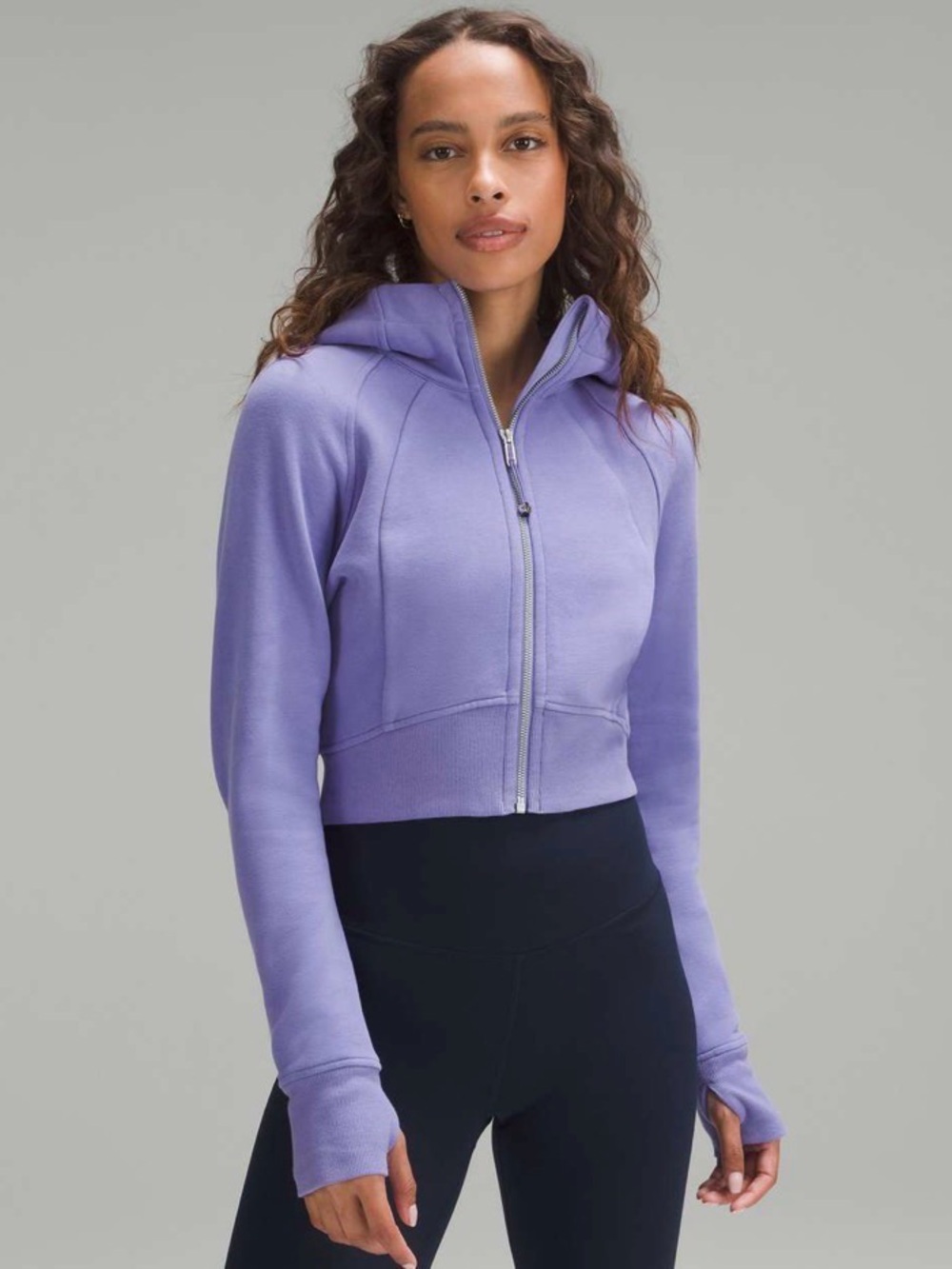Lululemon Scuba Full-Zip Cropped Hoodie Dark Lavender Size 8